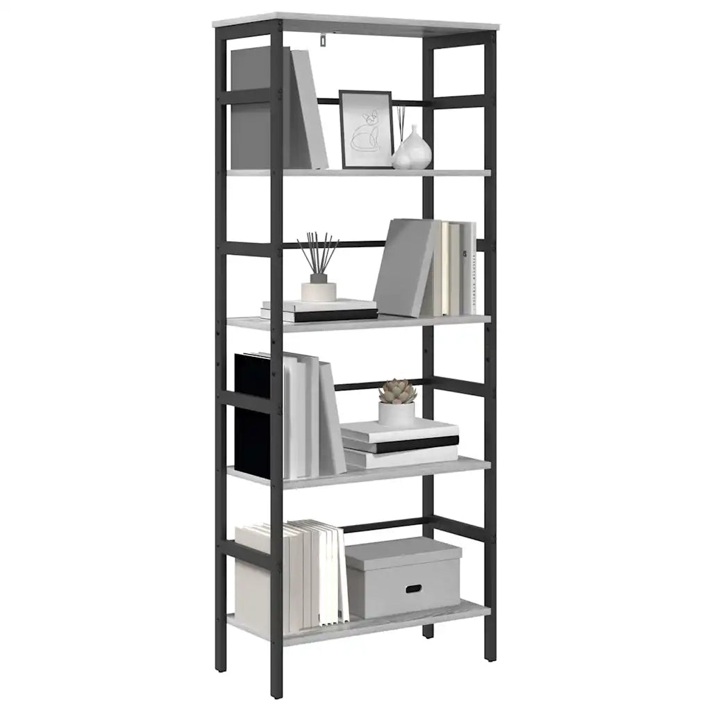 Libreria-Scaffale per Libri-Mobile di Stoccaggio Grigio Sonoma 60 x 29,5 x 149 cm Legno multistrato