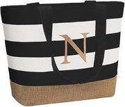 Borsa da spiaggia personalizzata, grande borsa con iniziali per donne, borsa per spese con chiusura a righello, regali personalizzati per donne per amica, damigella d'onore, donna, collega.