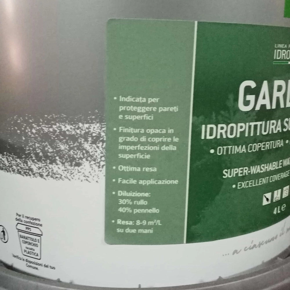 Tixe gardena 4lt idro pittura superlavabile bianca opaca per interni ed esterni alta copertura