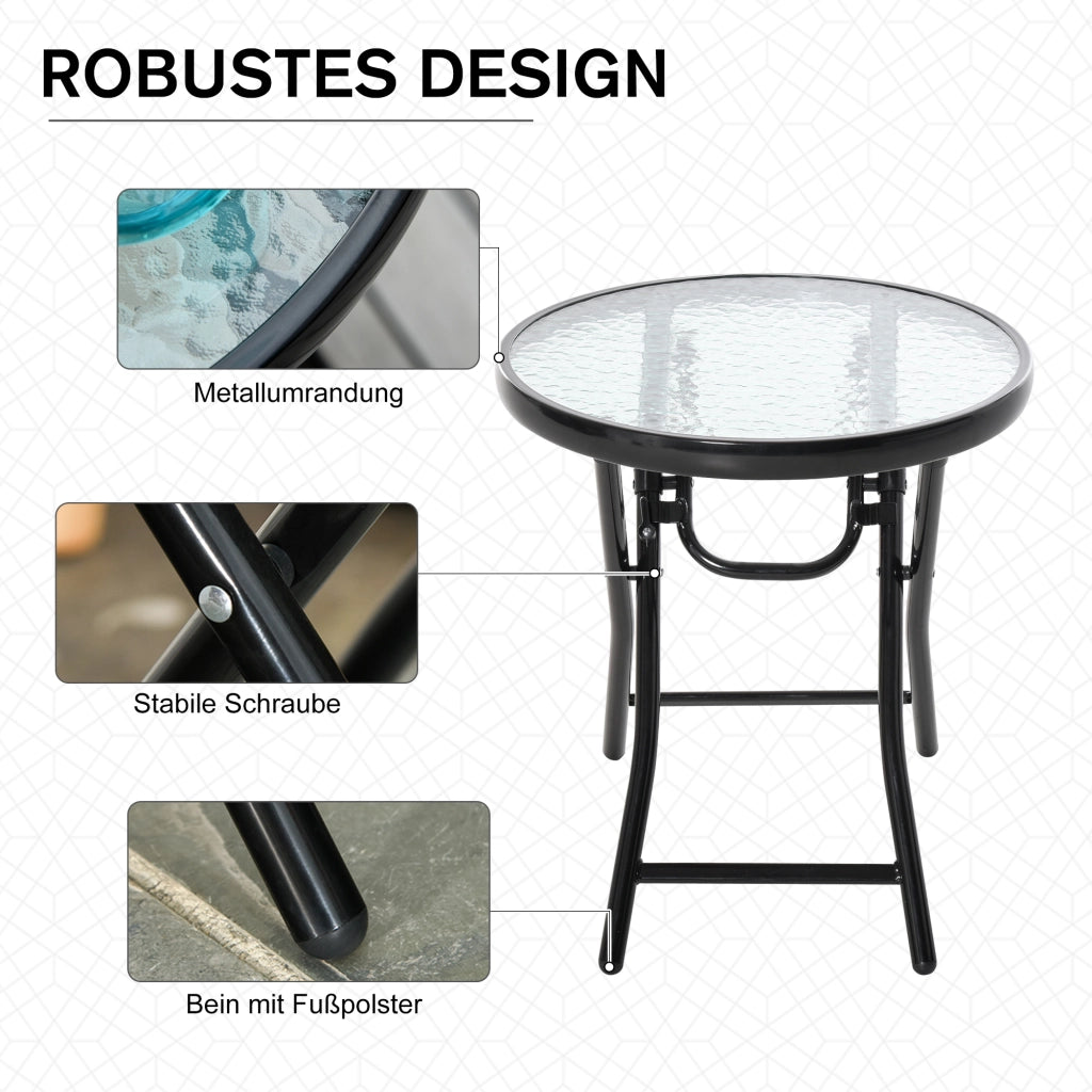 Tavolino da giardino pieghevole ¨C zephmum ¨C rotondo nero ?45cm