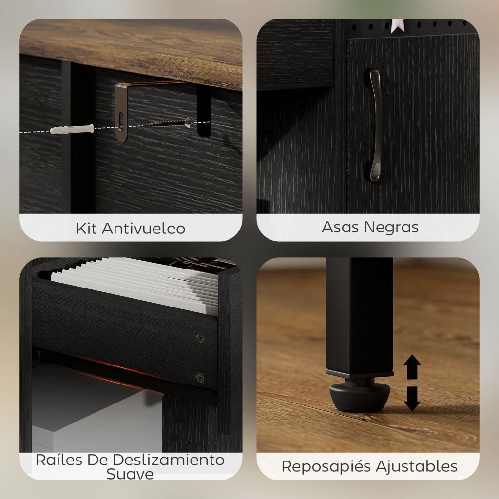 Armadio Battente con 2 Ante e Cassetti ¨C Minimal ¨C Nero 100x40x80 cm