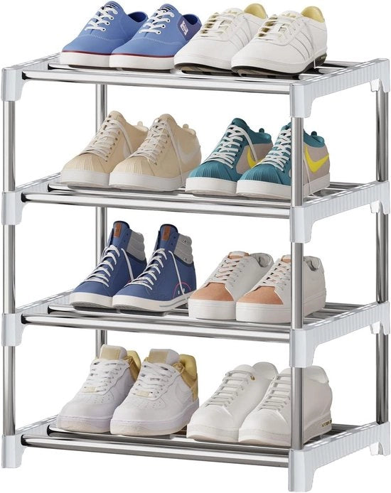 Scaffale per Scarpe 4 Livelli con Spazio per Gambe, Organizzatore di Stoccaggio per Cucina, Entrata e Corridoio