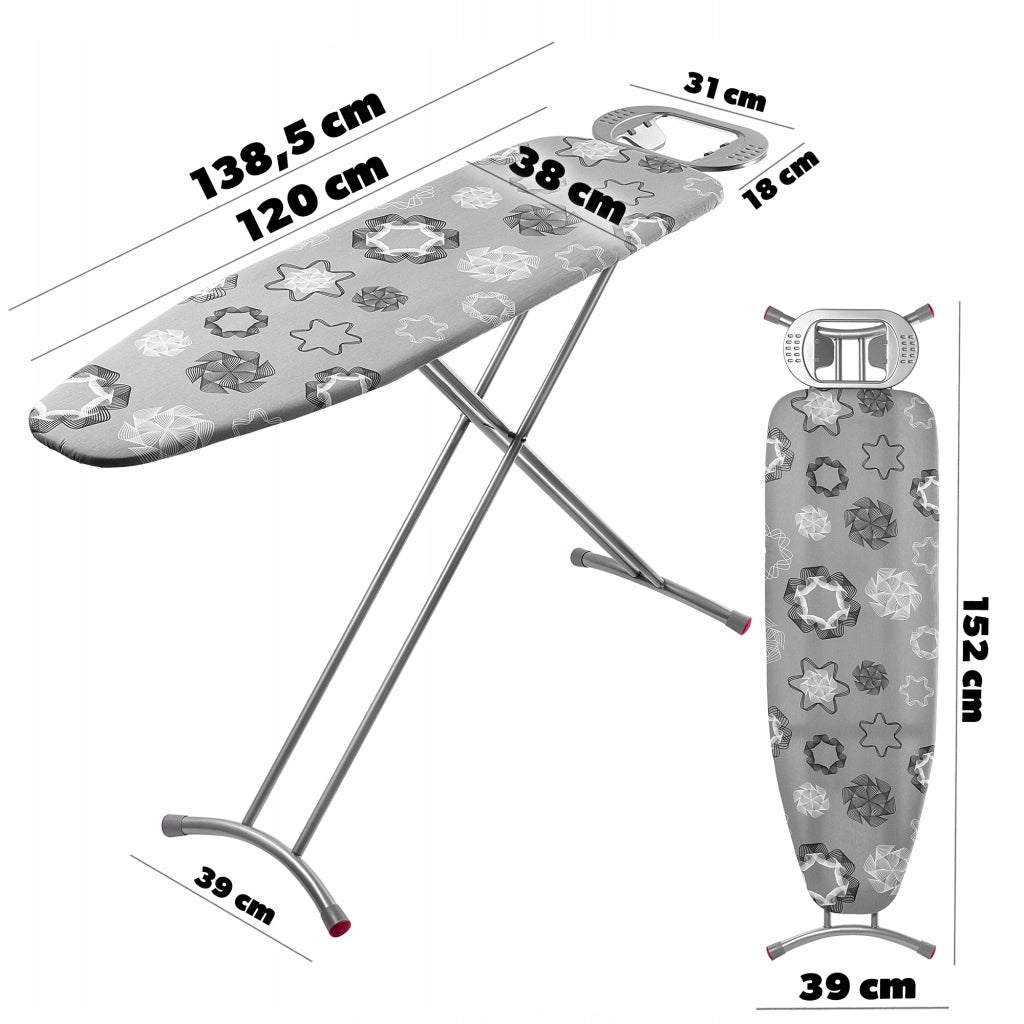 Asse da stiro KADAX 120x38 cm, pieghevole, da tavolo, con supporto per ferro da stiro.