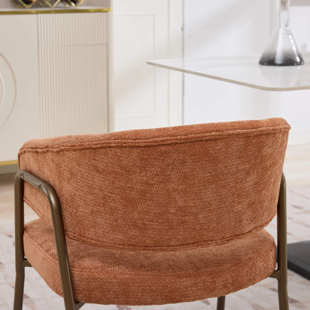 Sedia da Pranzo Imbottita con Braccioli in Velluto e Gambe in Metallo ¨C MINIMAL ¨C Arancione