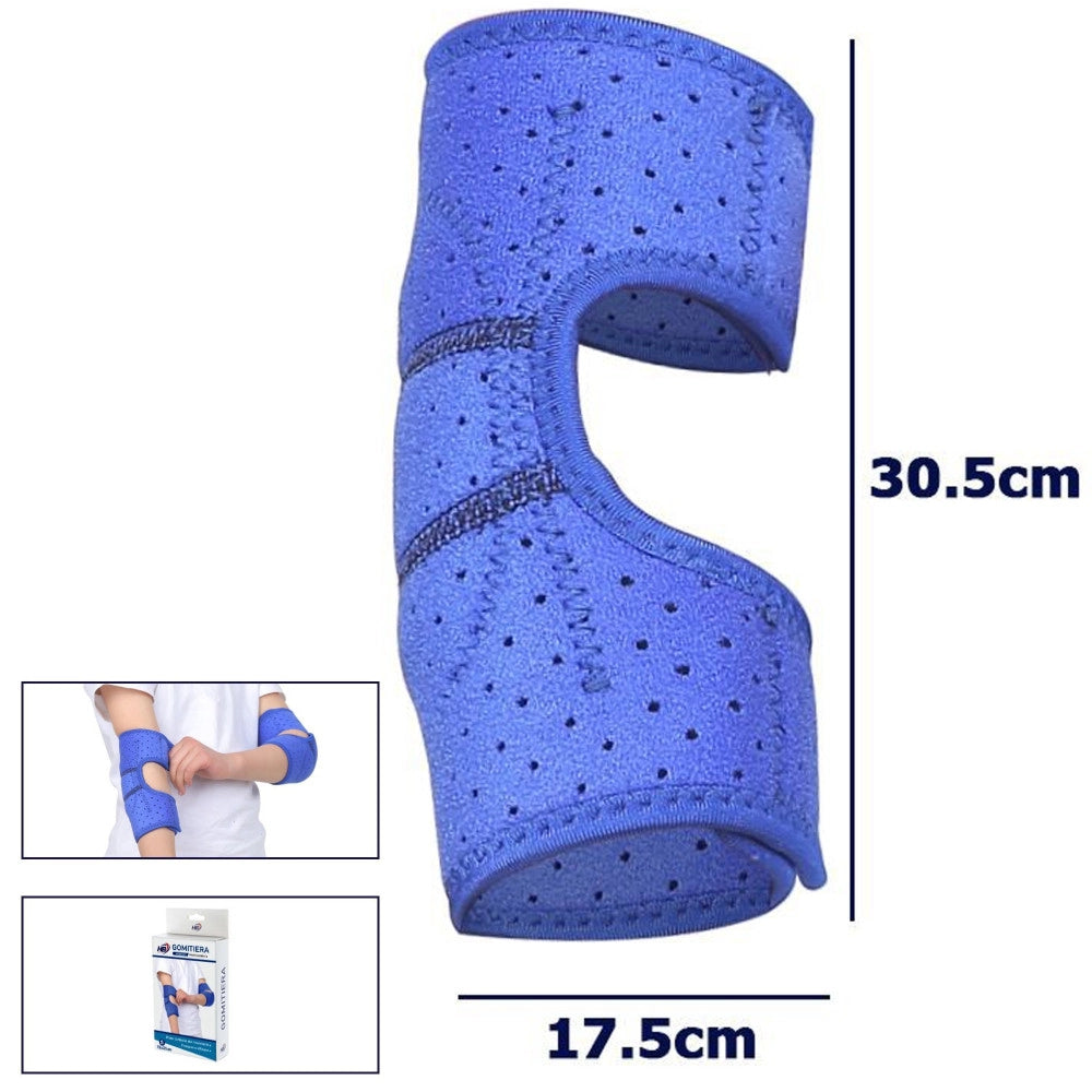 Trade Shop - Gomitiera Fascia Elastica Supporto Tutore Per Gomito Anallergico Bambini Blu M -