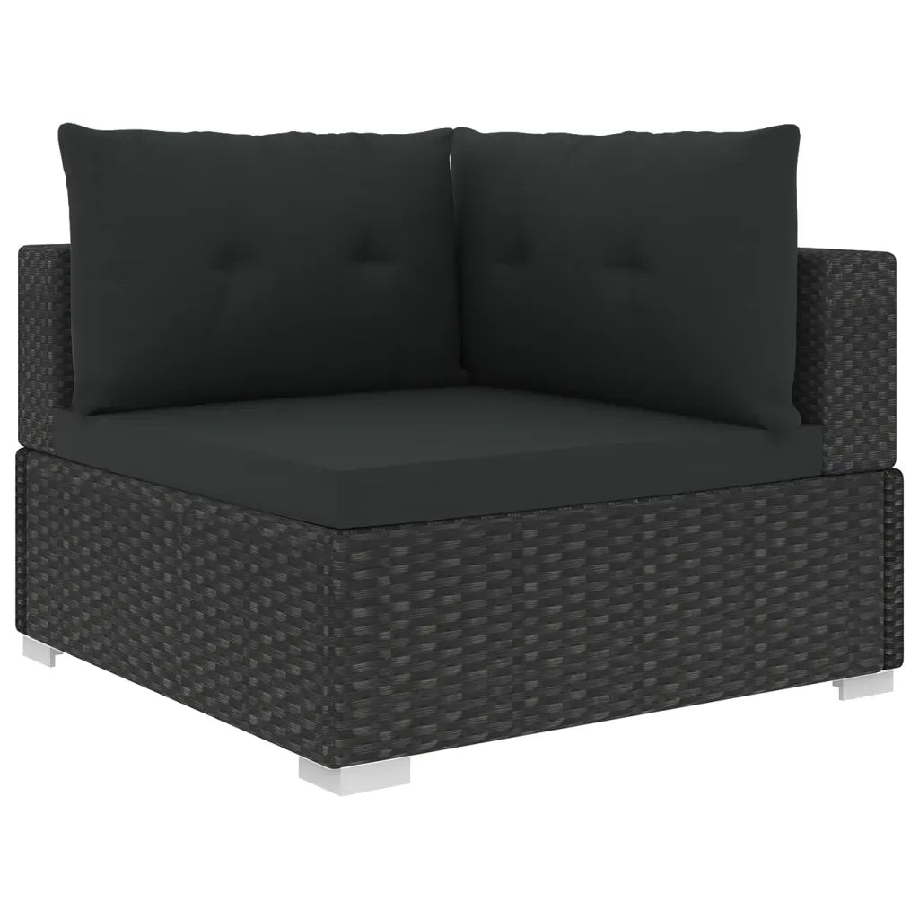 Set Divani da Giardino 10 pz con Cuscini in Polyrattan Nero cod mxl 35507