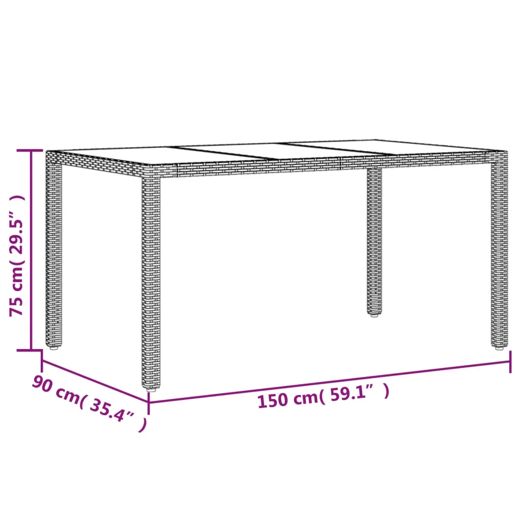 Set da Pranzo da Giardino 7 pz con Cuscini Polyrattan e Vetro 3278558