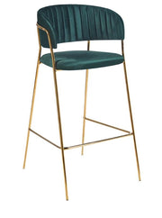 SGABELLO IN VELLUTO VERDE CON STRUTTURA E PIEDI IN METALLO COLOR ORO MISURE: 55X46X108/78 CM