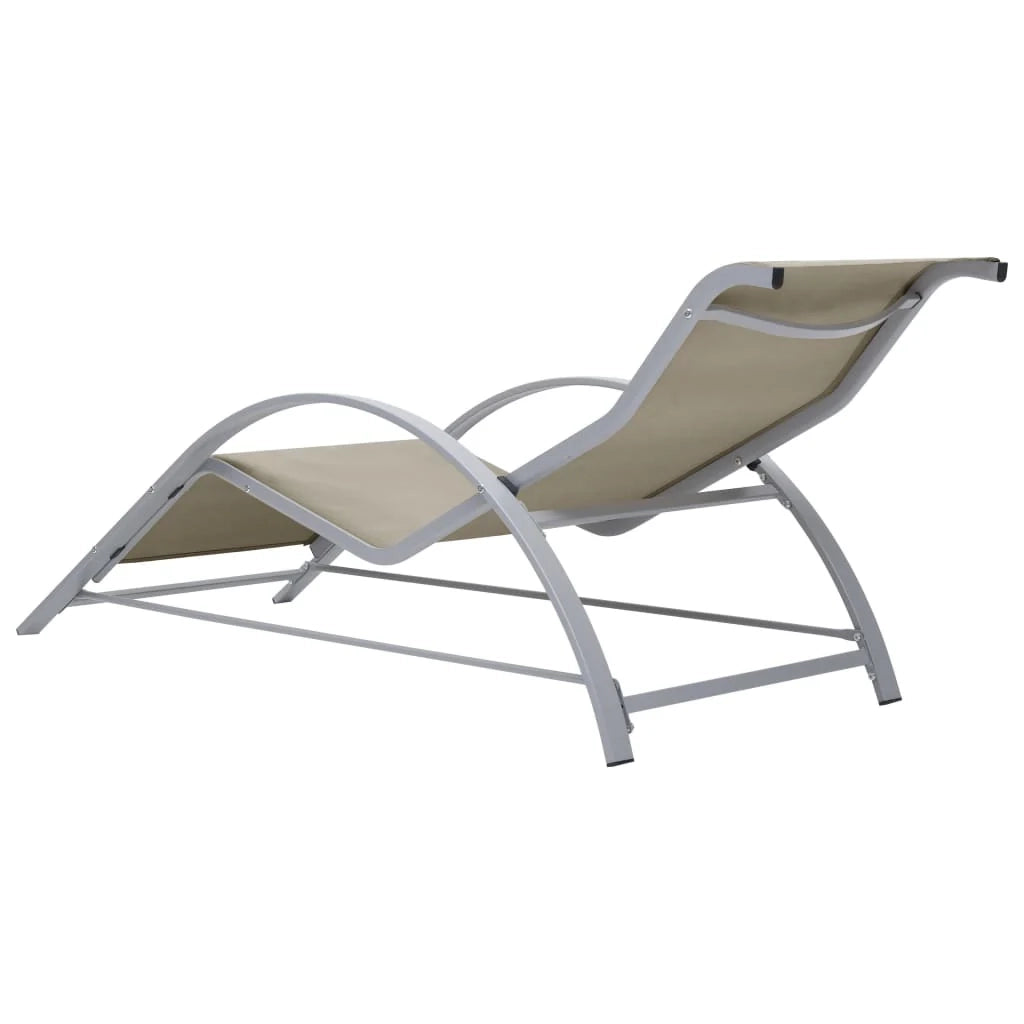 Lettino prendisole sdraio lettino da giardino mobili da esterno per patio textilene e alluminio crema 02_0012931