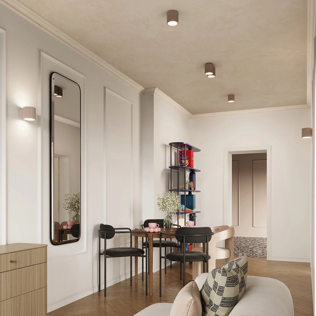 Spot soffitto rigato rotondo taupe 10cm GU10 10W VISTAO