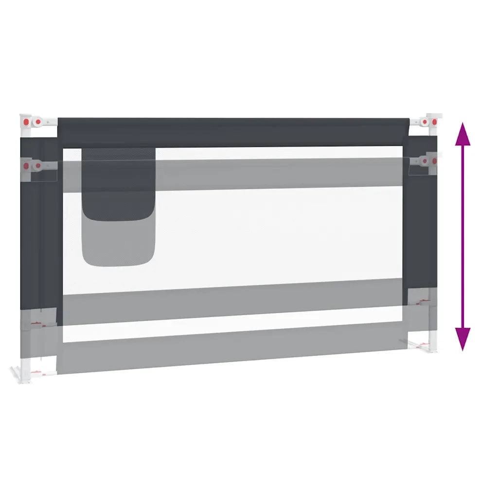 Sponda Letto Sicurezza Bambini Grigio Scuro 150x25 cm Tessuto 10229