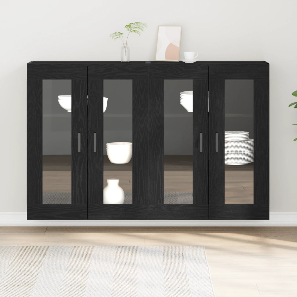 Armadi a Muro 2 pz Nero Rovere 69,5x34x90 cm Legno ingegnerizzato
