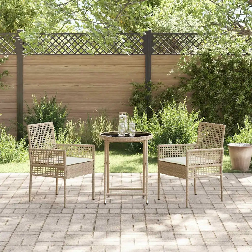 vidaXL Set Bistro da Giardino 3 pcs Beige Poly Rattan