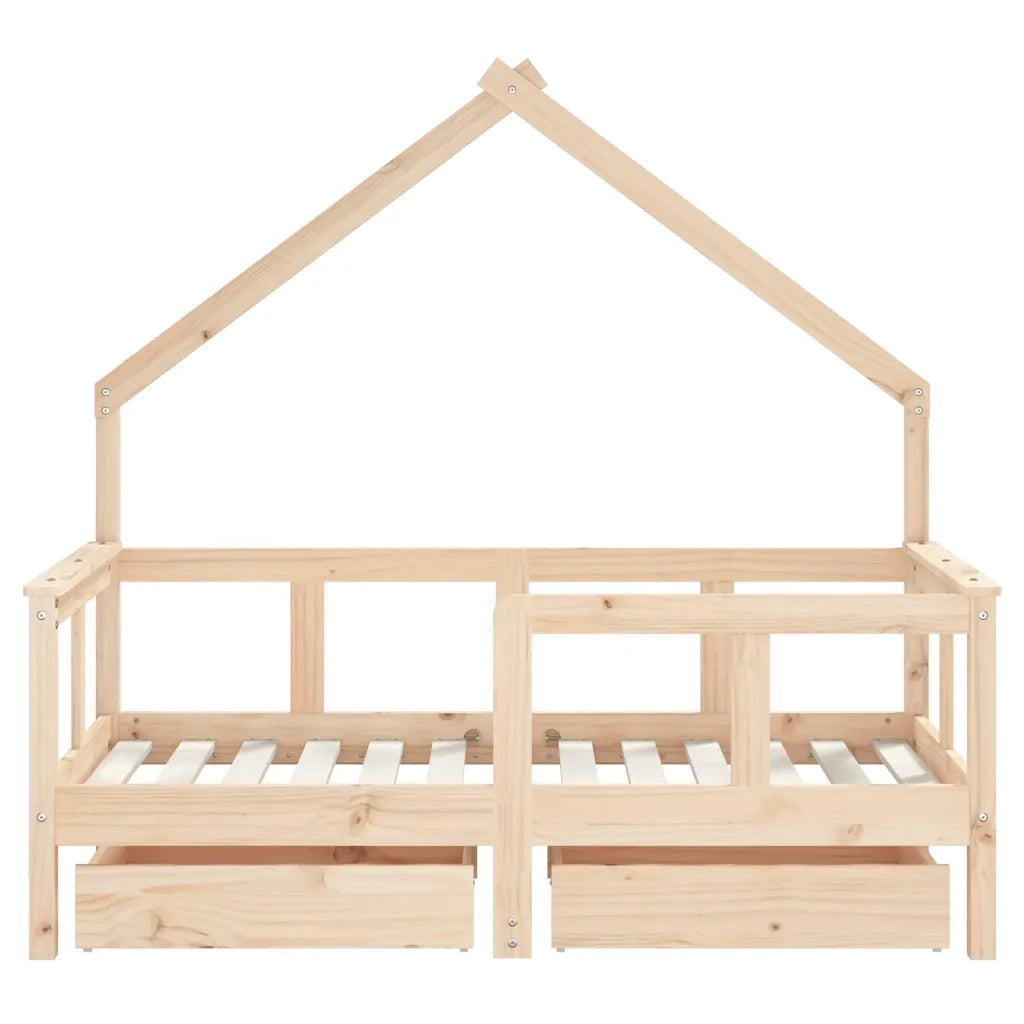 Giroletto Bambini con Cassetti 70x140 cm Legno Massello di Pino