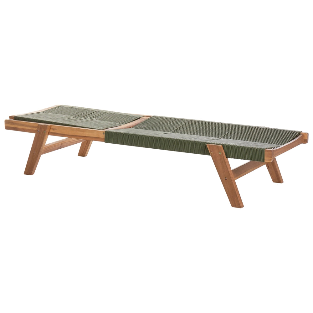 Lettino da giardino per piscina sdraio reclinabile in legno d'acacia corda verde esterno elegante