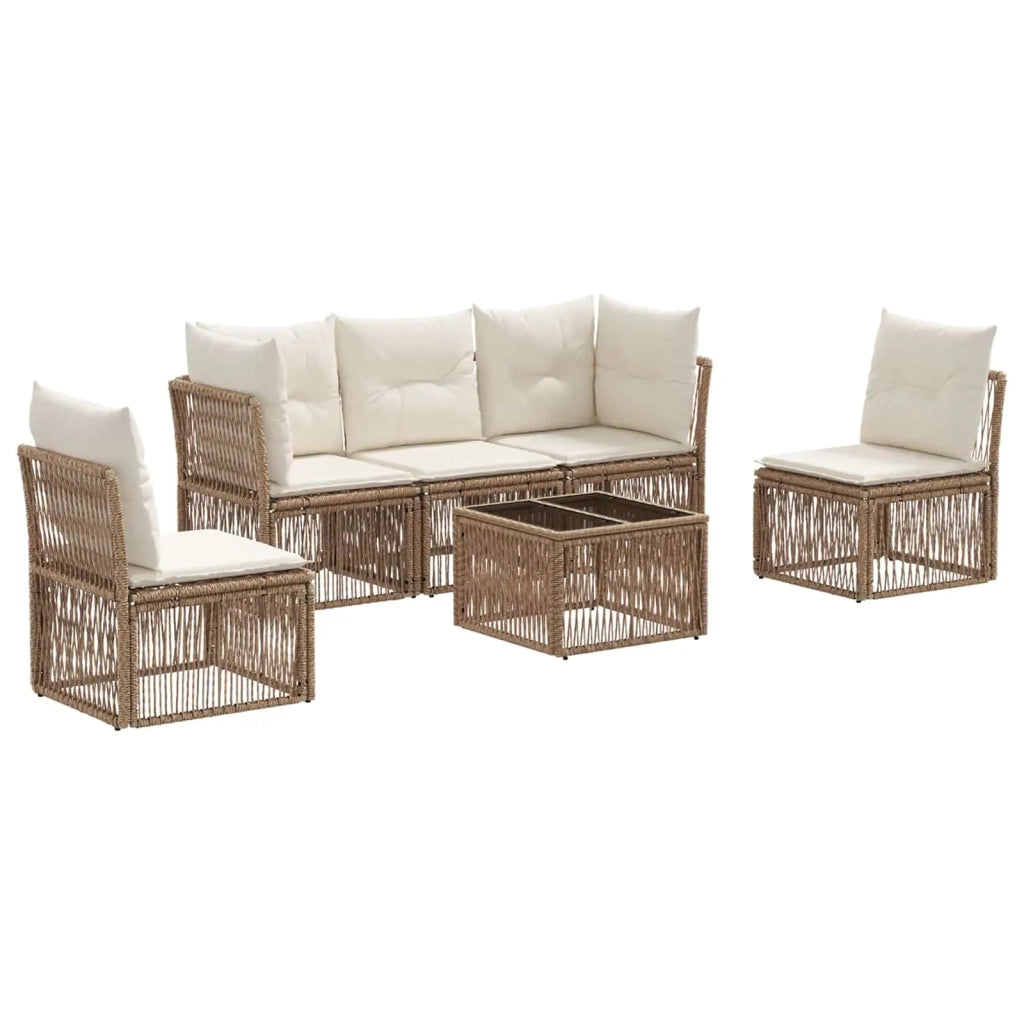Set Divano da Giardino 6 pcs Beige polyrattan 3434157