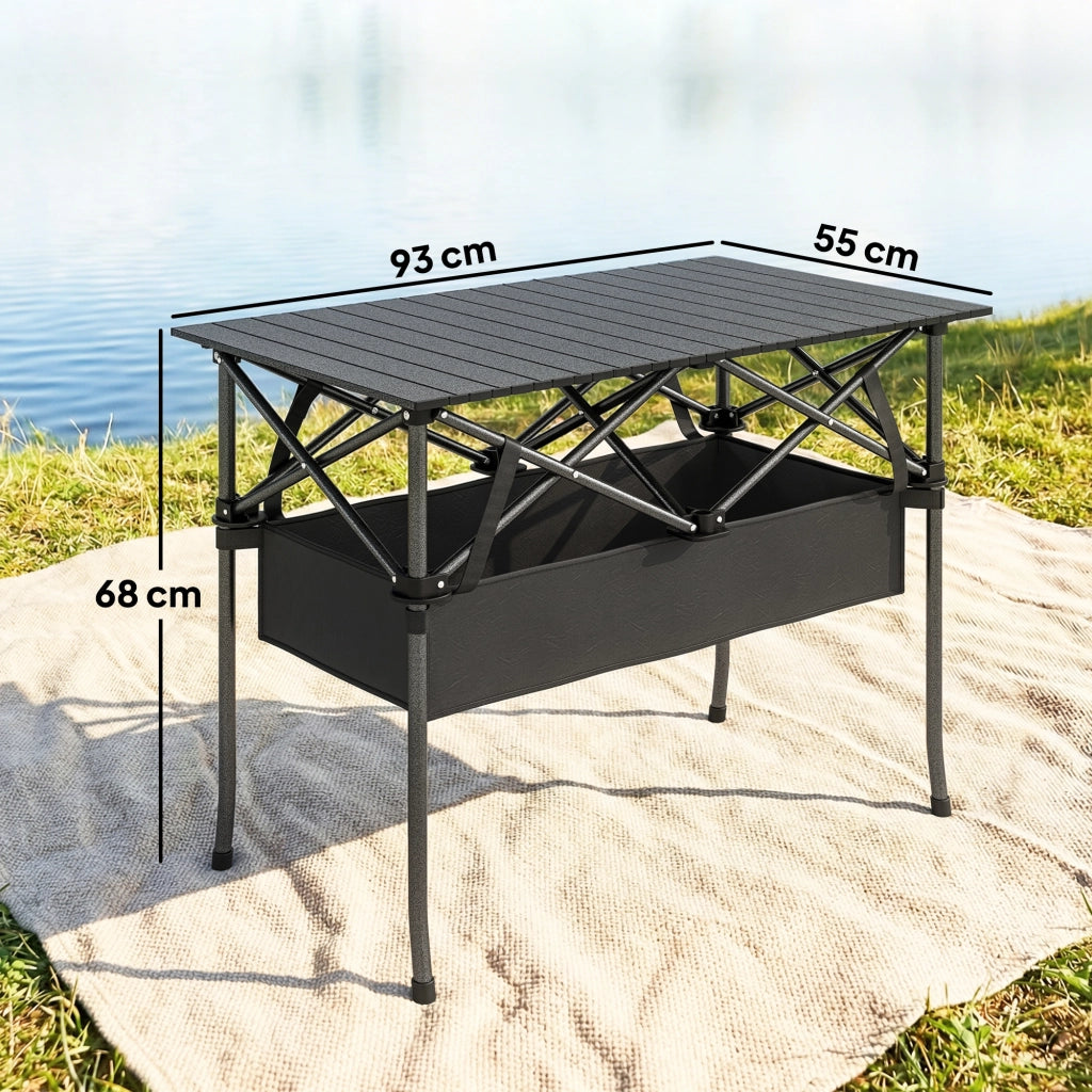 Tavolo da pranzo pieghevole ¨C zephmum ¨C nero, metallo, 93x55x68 cm