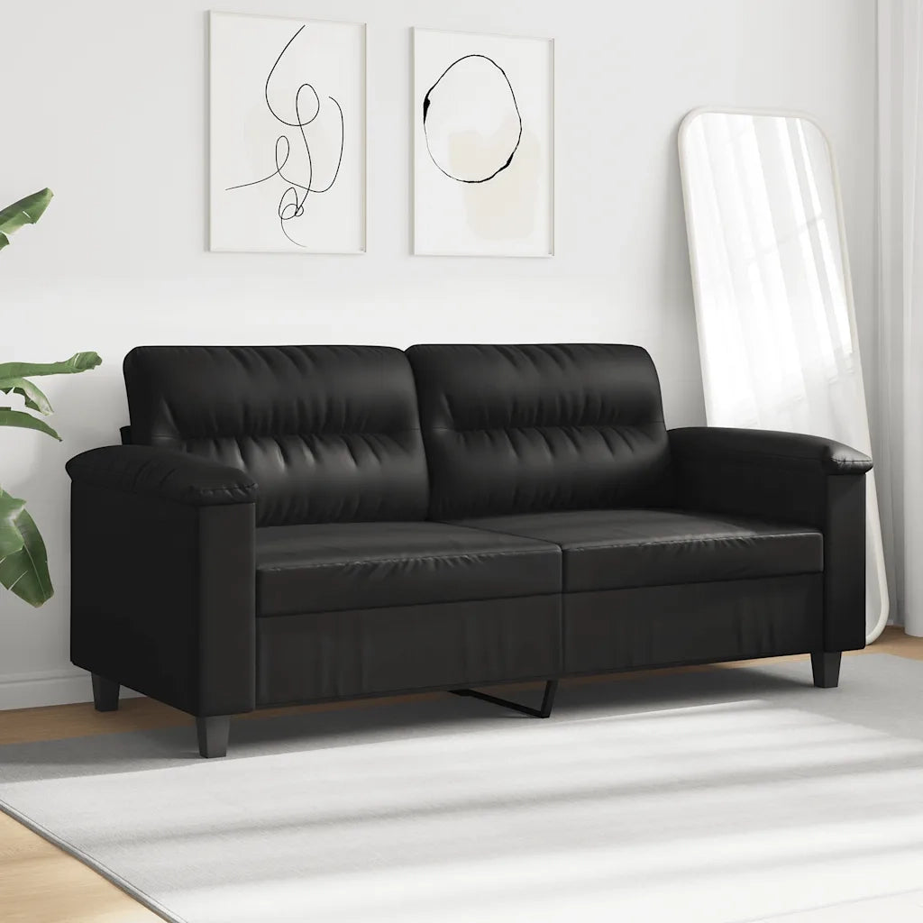 Divano a 2 Posti Nero 140 cm in Tessuto Microfibra 359564