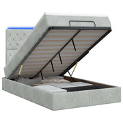 Letto Ottomano con Materasso e LED Grigio Chiaro 120 x 200 cm 3458223