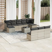 Set Divani da Giardino 11 pz con Cuscini in Polyrattan Grigio
