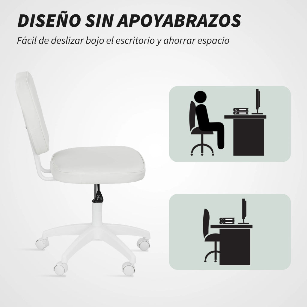 Sedia da Ufficio Giratoria Imbottita in PU ¨C zephmum ¨C Bianco 46x59x82-92 cm