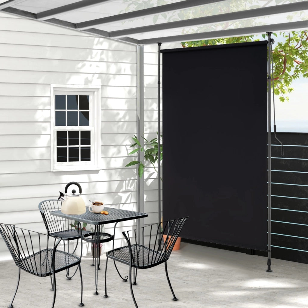 Tenda parasole retrattile verticale per patio con regolabile in altezza, Tenda a rullo da esterno con manovella 150 cm