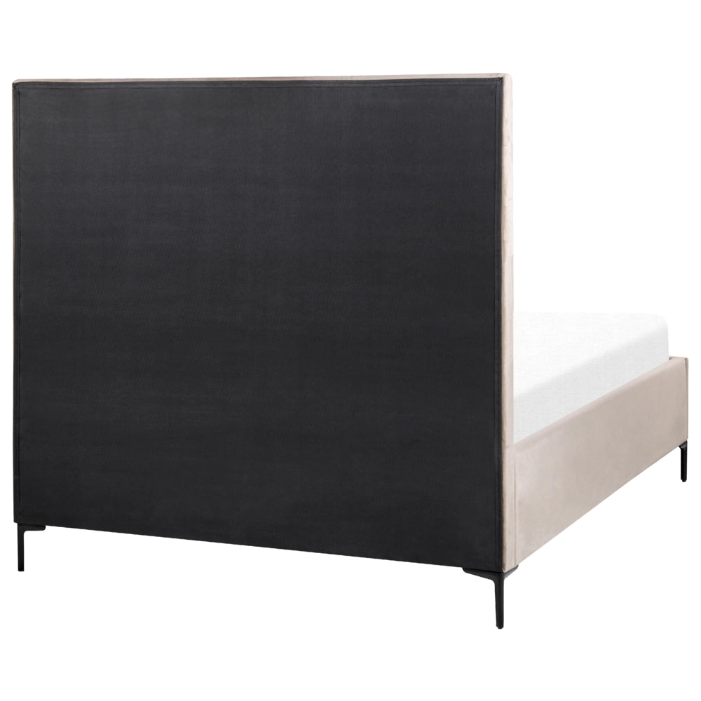 Set camera da letto in velluto grigio tortora matrimoniale 140 x 200 cm letto con contenitore 2 comodini imbottiti