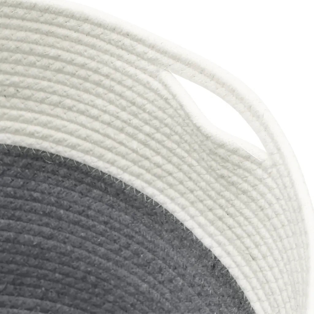 Cestino Portaoggetti Grigio e Bianco ?40x35 cm in Cotone CFW3264557