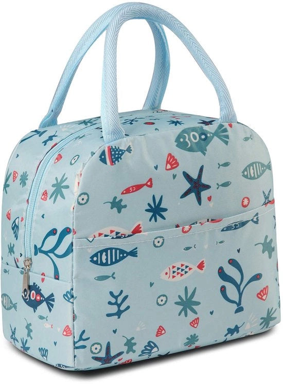 Borsa Isolante per Bambini, Borsa Termica per Ragazzi Ragazze con Tasca Anteriore per Scuola Picnic Lavoro con Animali Marini