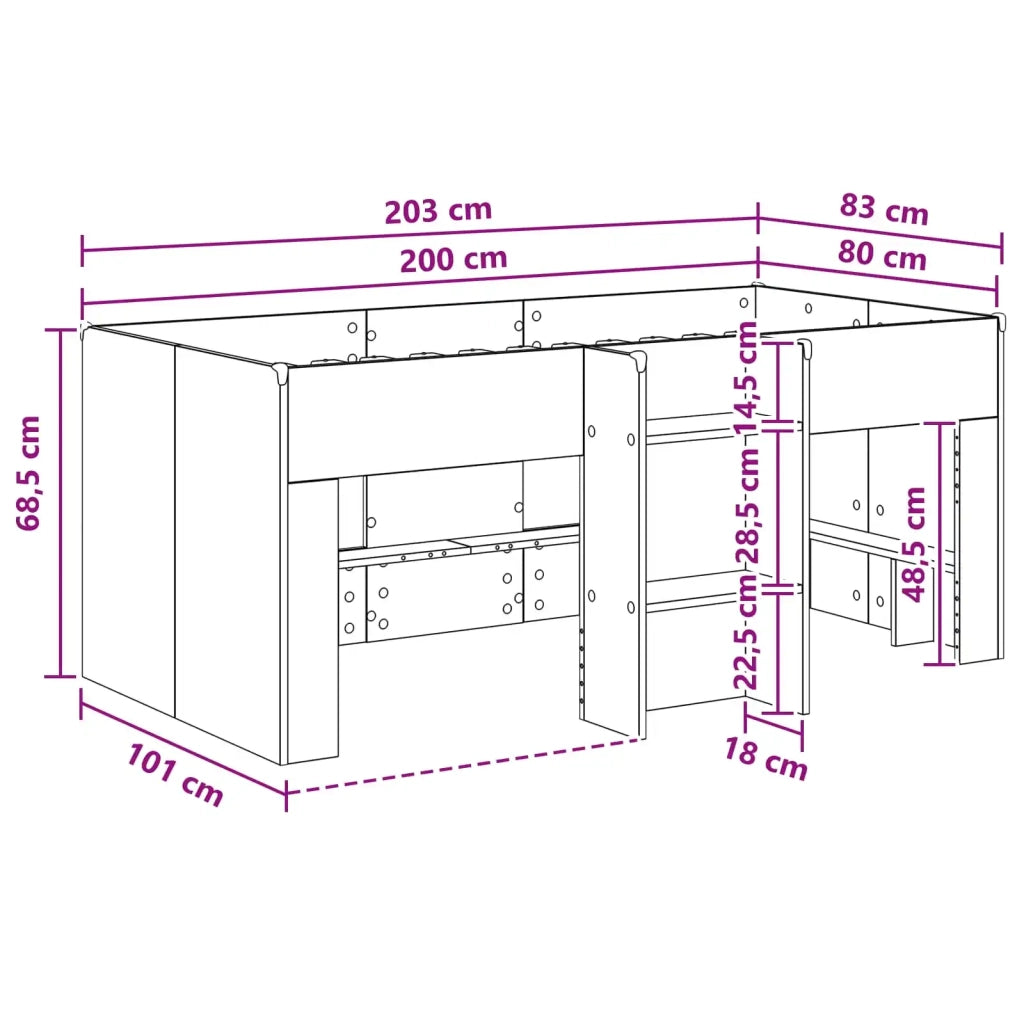 Letto Alto per Bambini Rovere Sonoma 80 x 200 cm 3422549