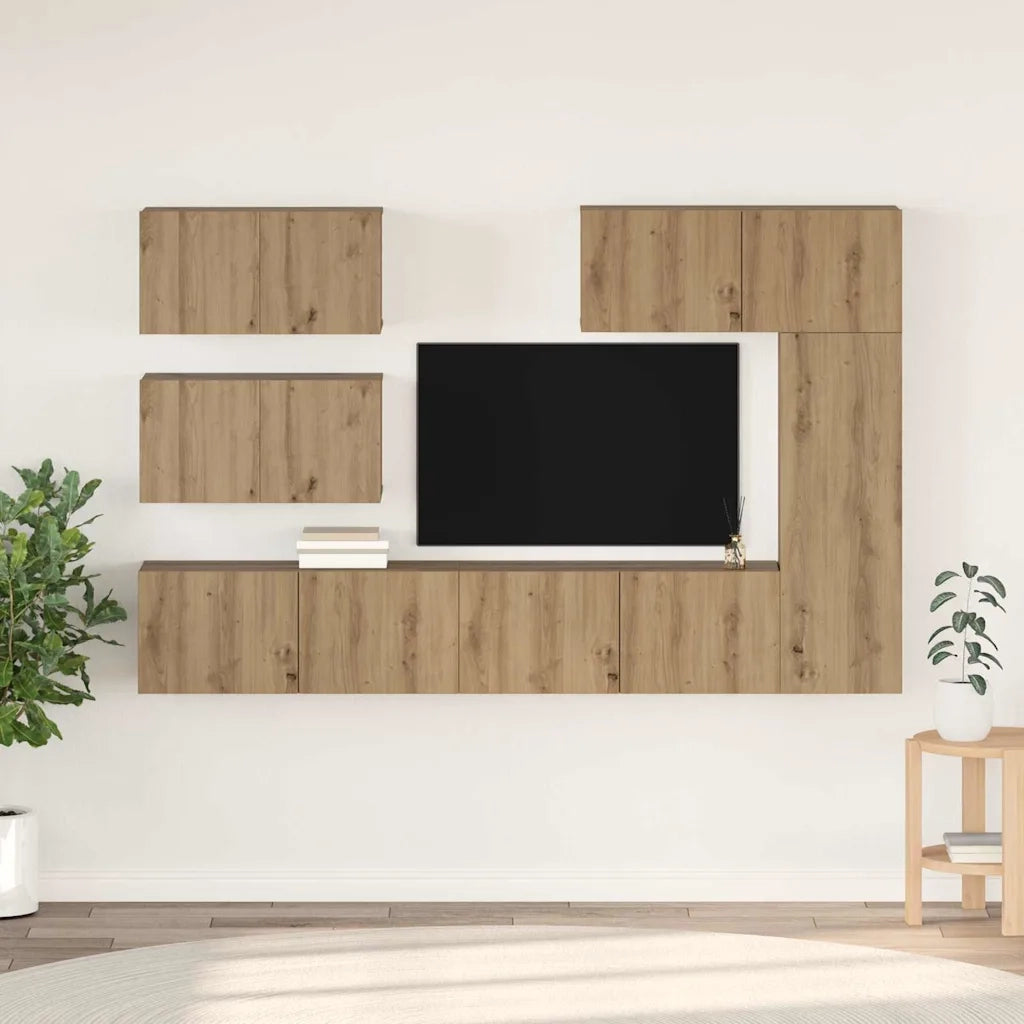 Set mobile TV 6 pz-Set di 6 Credenza per TV Rovere artigianale Legno multistrato 620862
