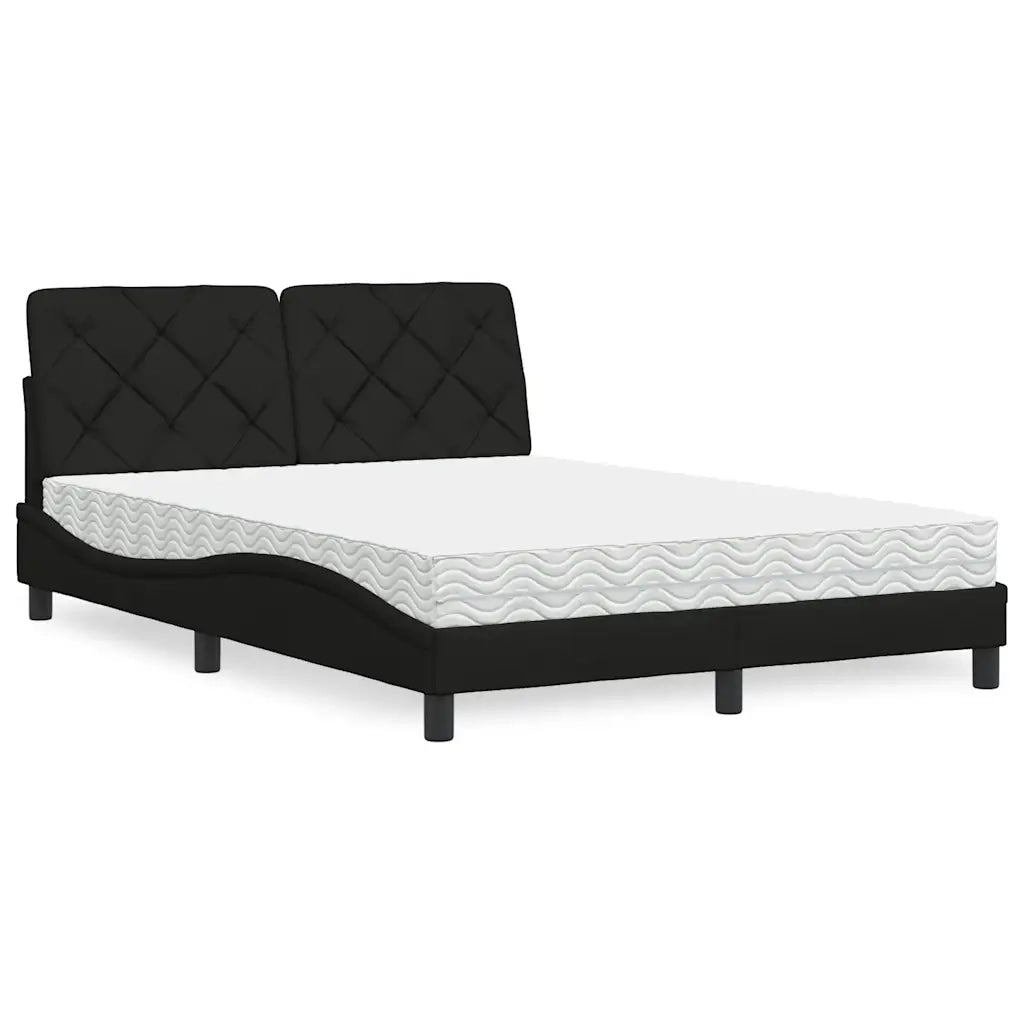 Letto con Materasso Nero 140x200 cm in Tessuto 3310743