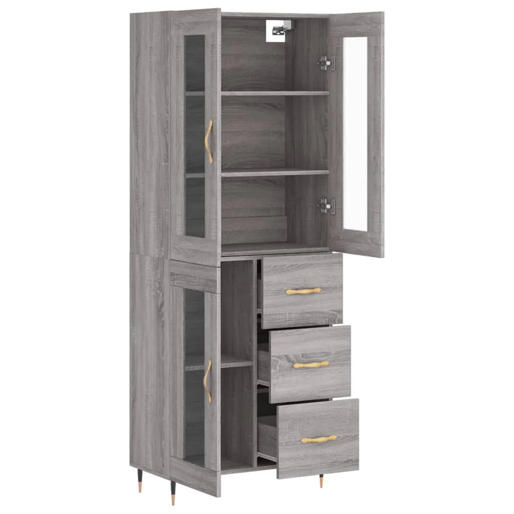 Buffet credenza cassettiera armadio mobile contenitore organizer cucina soggiorno salotto rovere Sonoma alto 69,5 x 34 x 180 cm legno ingegnerizzato grigio 02_0035611