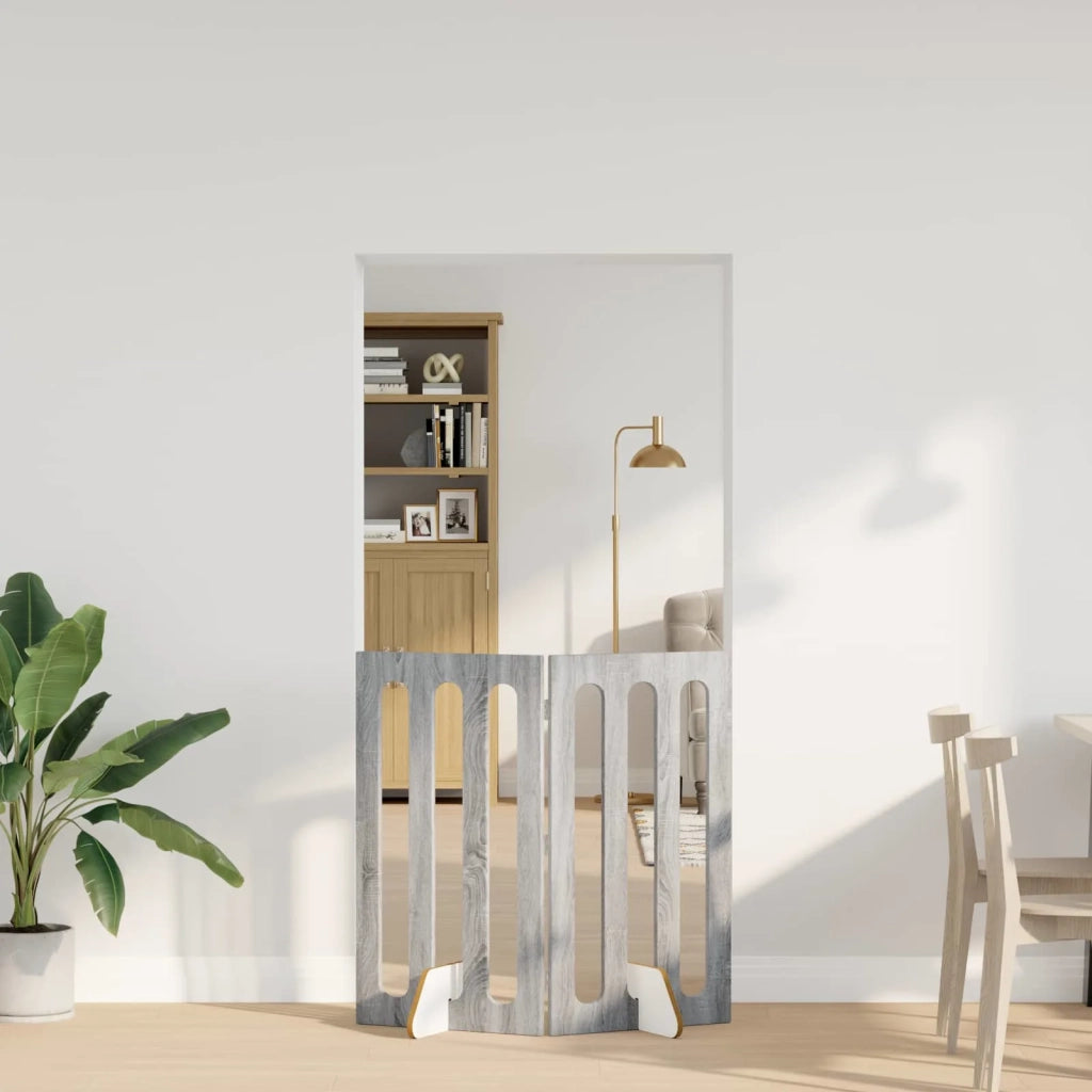 Recinto pieghevole per animali 2 pcs Sonoma grigia