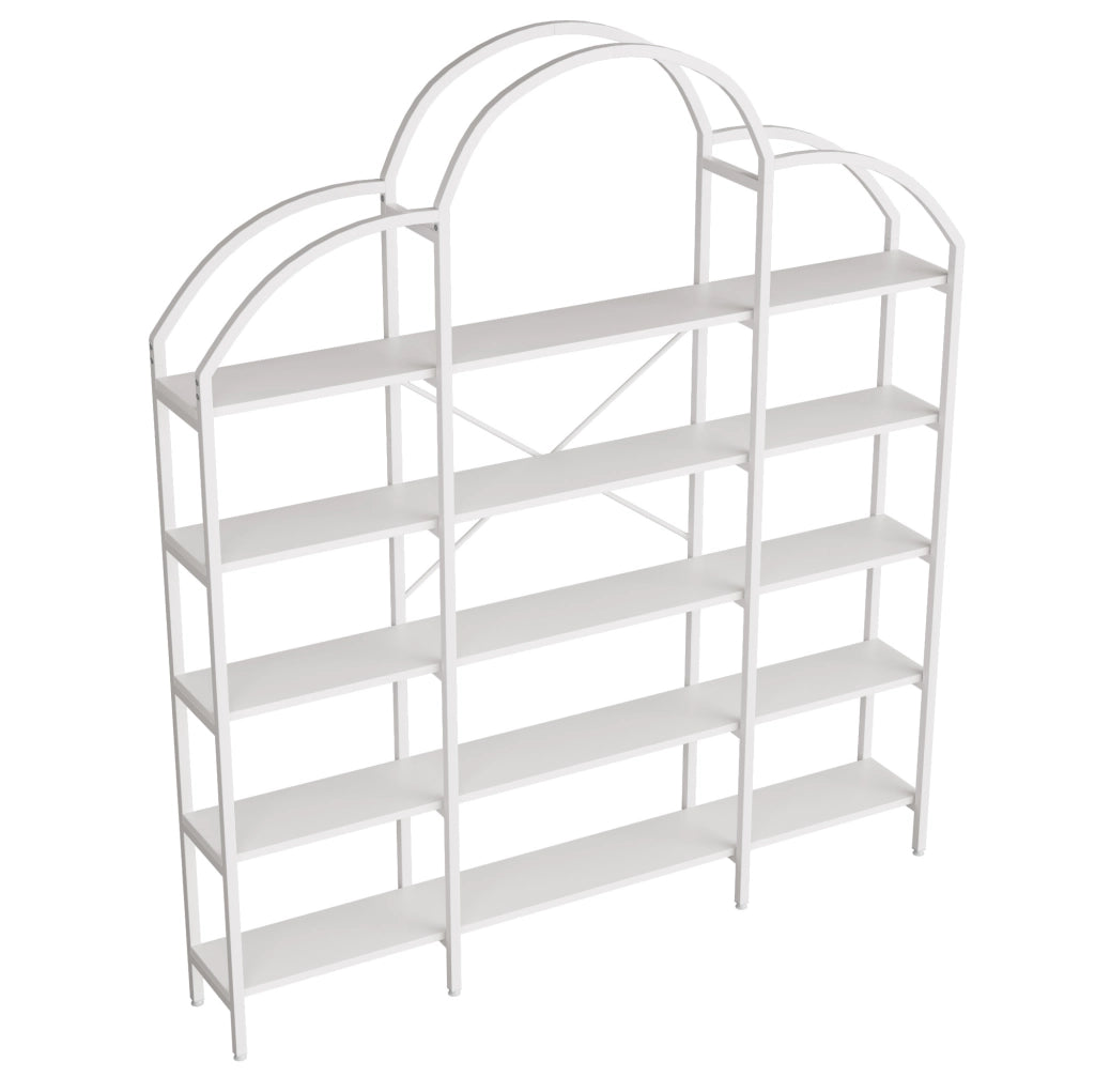 Scaffale a 5 ripiani in MDF e metallo bianco 170x26x190 cm