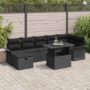 Set Divano da Giardino con cuscino 8 pcs Nero Poly Rattan 3359690