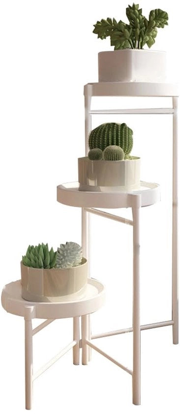 Pianta adattabile Metallo Pianta Decorativa con Multipli Livelli Pianta Opportuna per Angolo, Sala, Balcone, Terrazzo, Cortile Interno, Bianco 3 Livelli Stile A