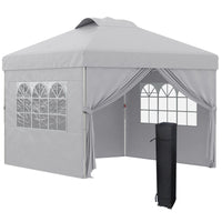 Gazebo da Giardino 297x297x284 cm con Altezza Regolabile su 3 Livelli e Finestre Grigio Chiaro
