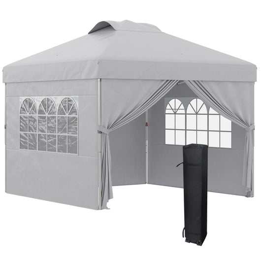 Gazebo da Giardino 297x297x284 cm con Altezza Regolabile su 3 Livelli e Finestre Grigio Chiaro