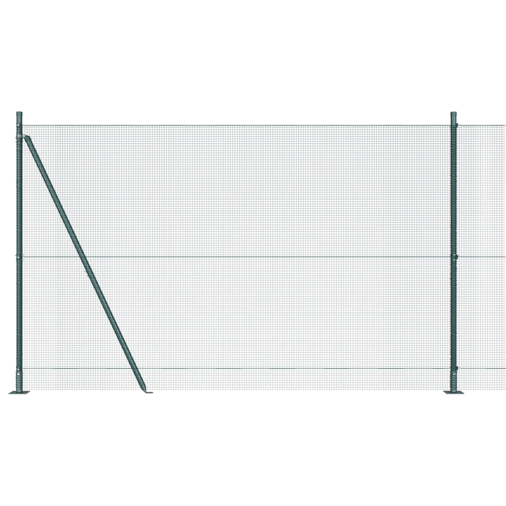 Recinto in Rete Saldata con 7 Pali Flangiati Verde 1.5x10 m Acciaio