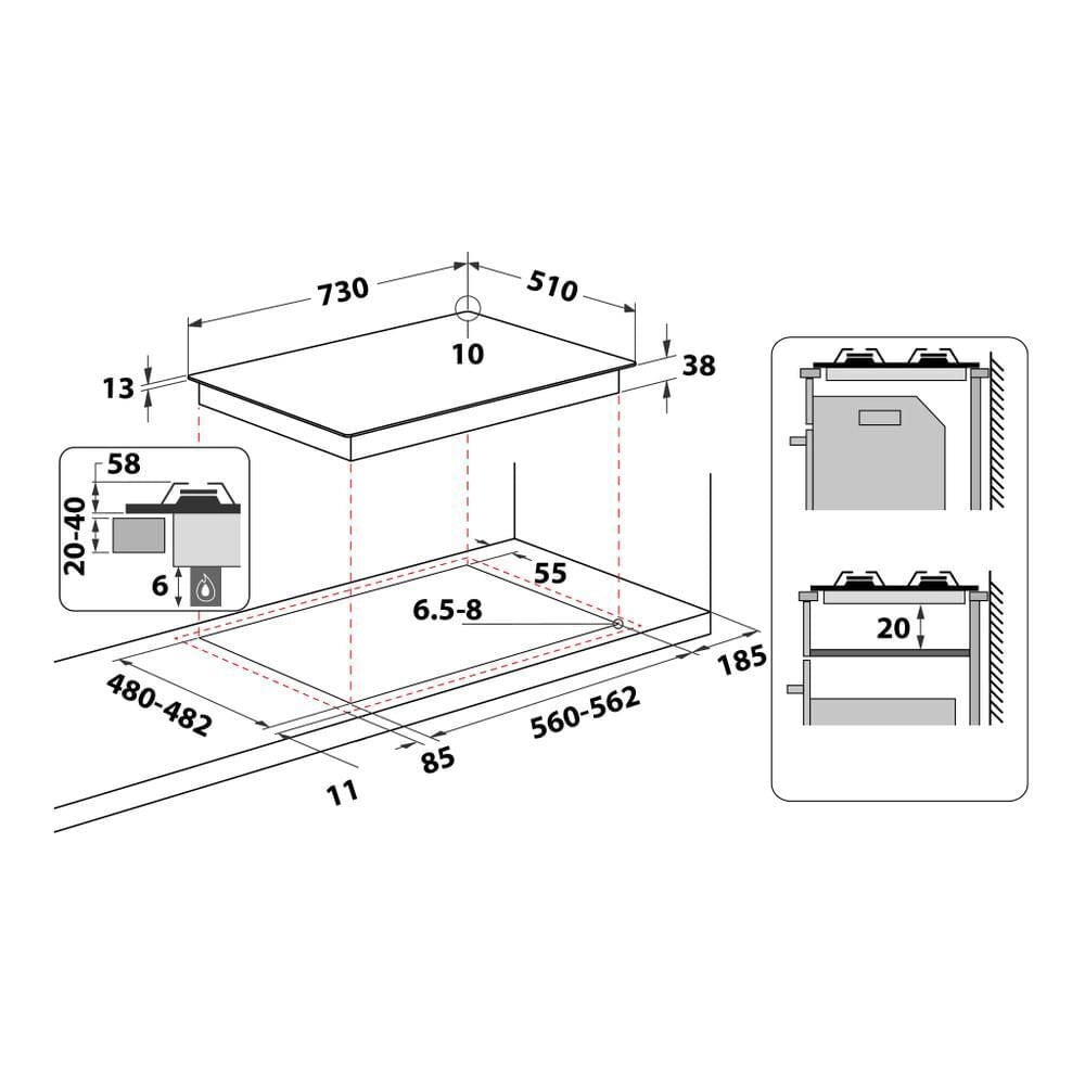 Whirlpool Piano cottura a gas - TGML 761 IX R