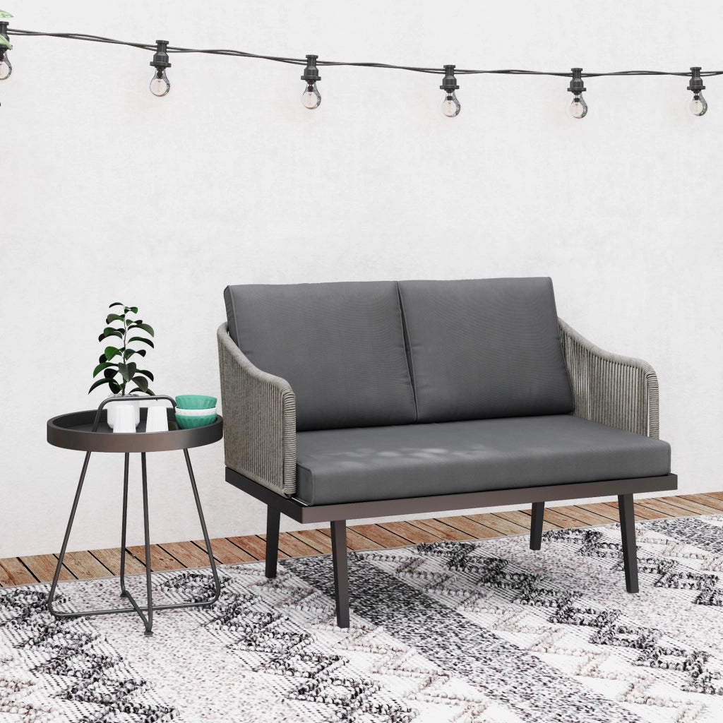 Divano da giardino 2 posti con cuscini in polyrattan ¨C zephmum ¨C grigio scuro 110x70x72 cm