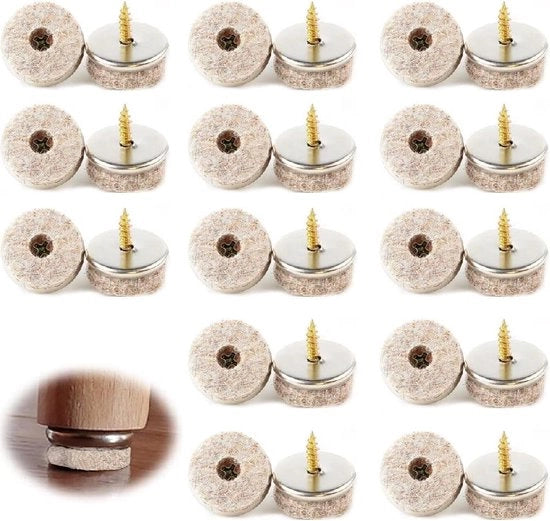 40 pezzi | Pads in legno 24 mm di diametro | Supporti per mobili e pavimenti in legno