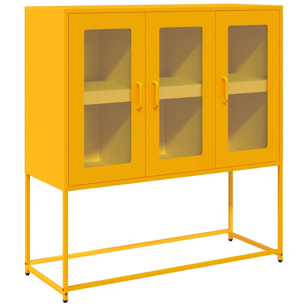 Credenza-Buffet-Armadio da cucina Giallo Senape 100,5x39x107cm Acciaio Laminato Freddo 910222