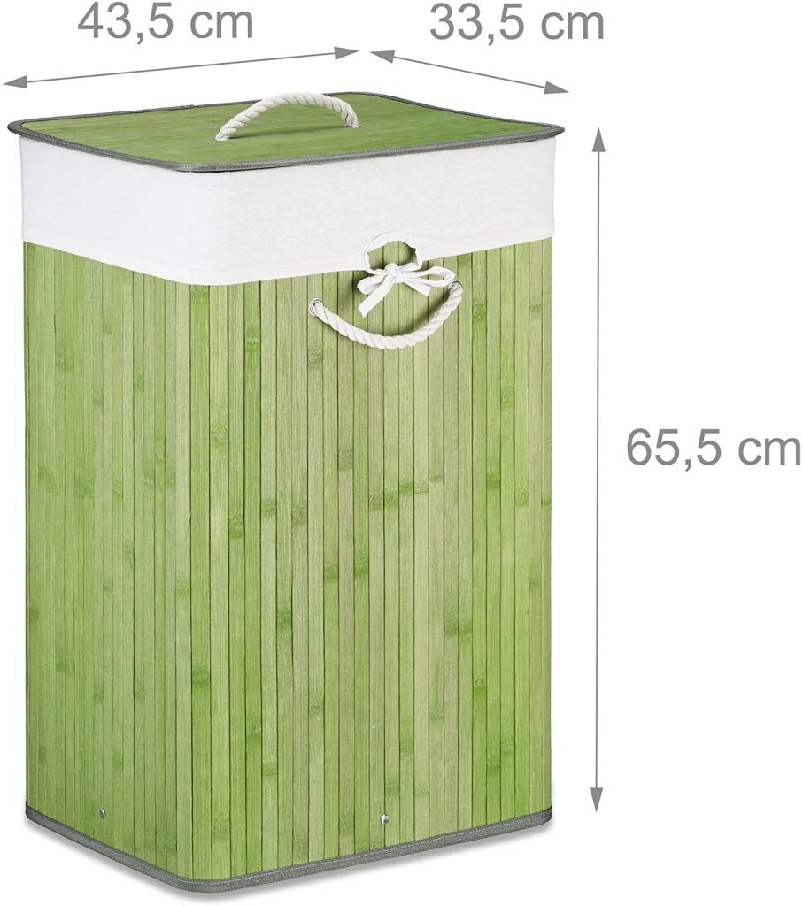 Cesto portabiancheria rettangolare con sacco in cotone 65,5 cm bambù verde 13_0001905_9
