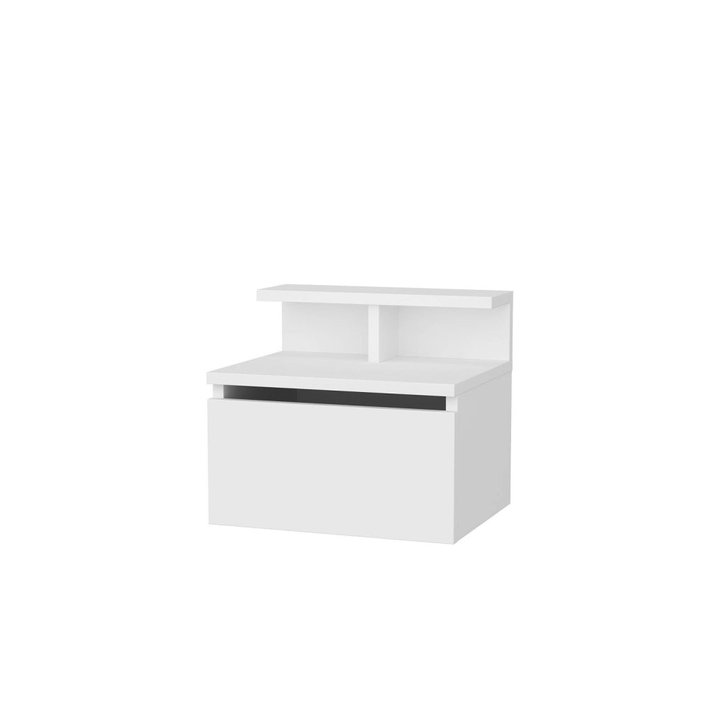 Comodino a parete in legno "Alice" - 40 x 32 x 35 cm - Bianco