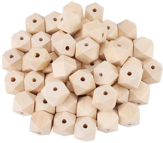 Accessori in legno geometrico - 50 pezzi - Beige - Polyedro - 20mm - Adatto per creare gioielli