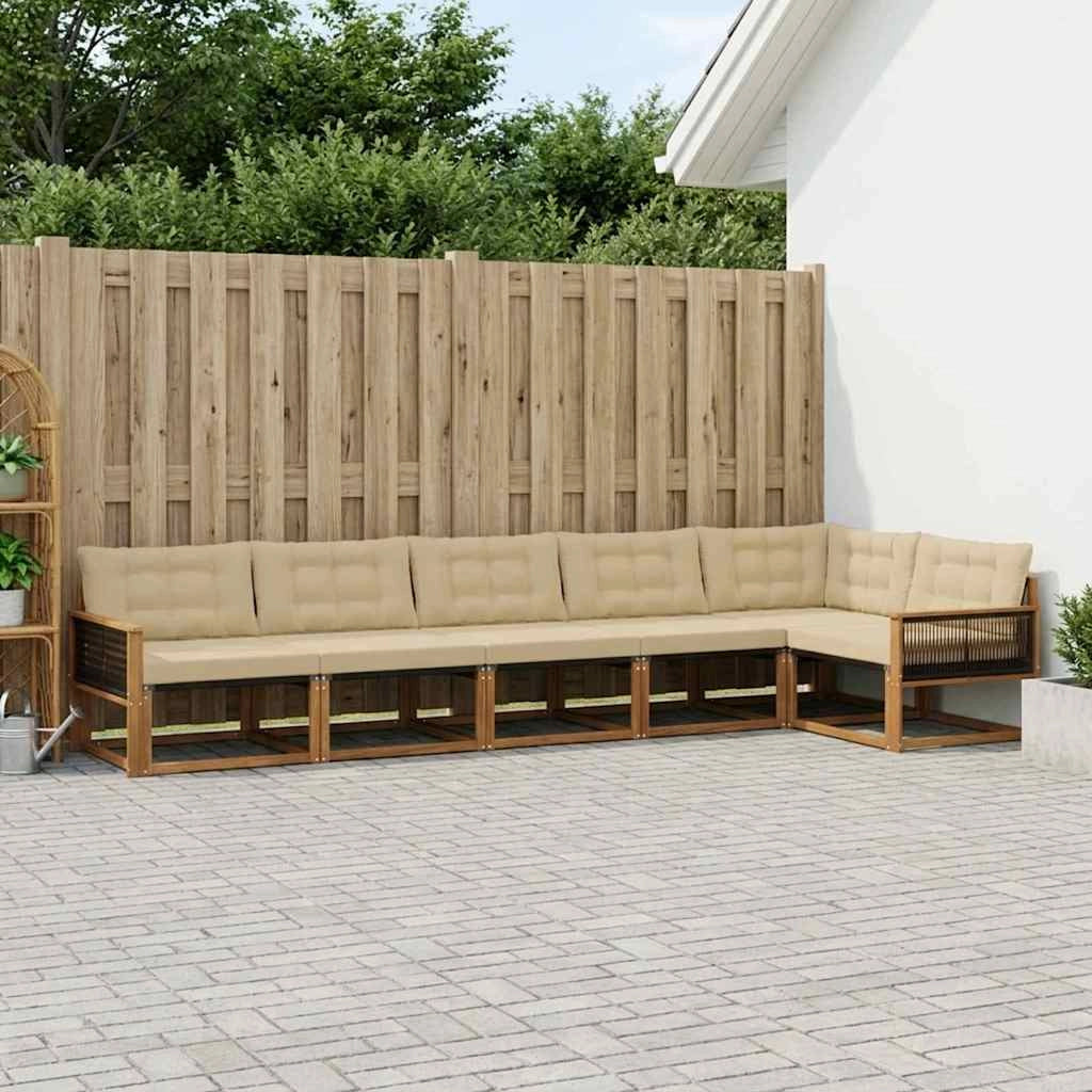 Set di divani da esterno 6 pz Naturale e Beige 3381457