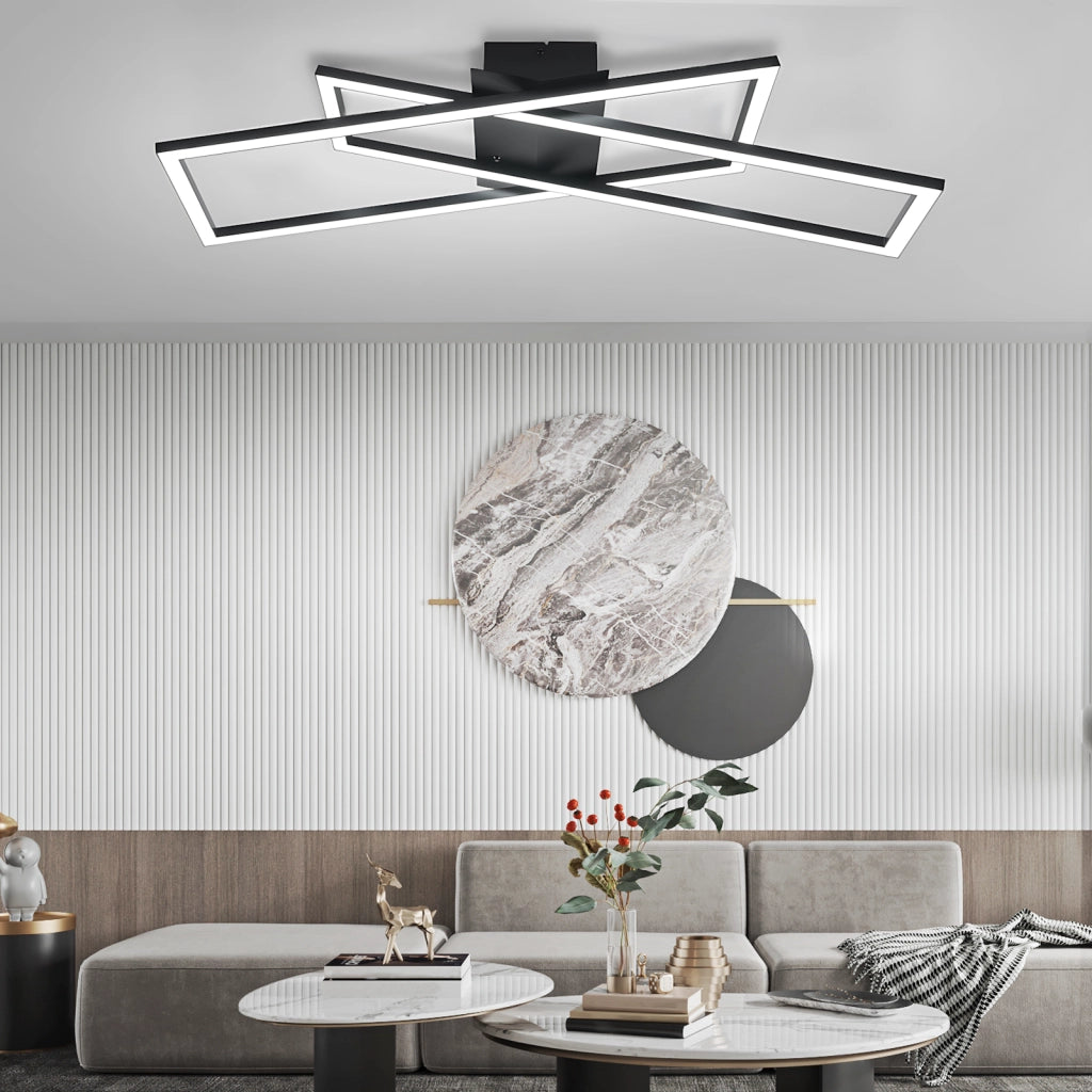 ZMH Lampada da soffitto LED 36W nera quadrata design moderno dimmerabile per cucina corridoio