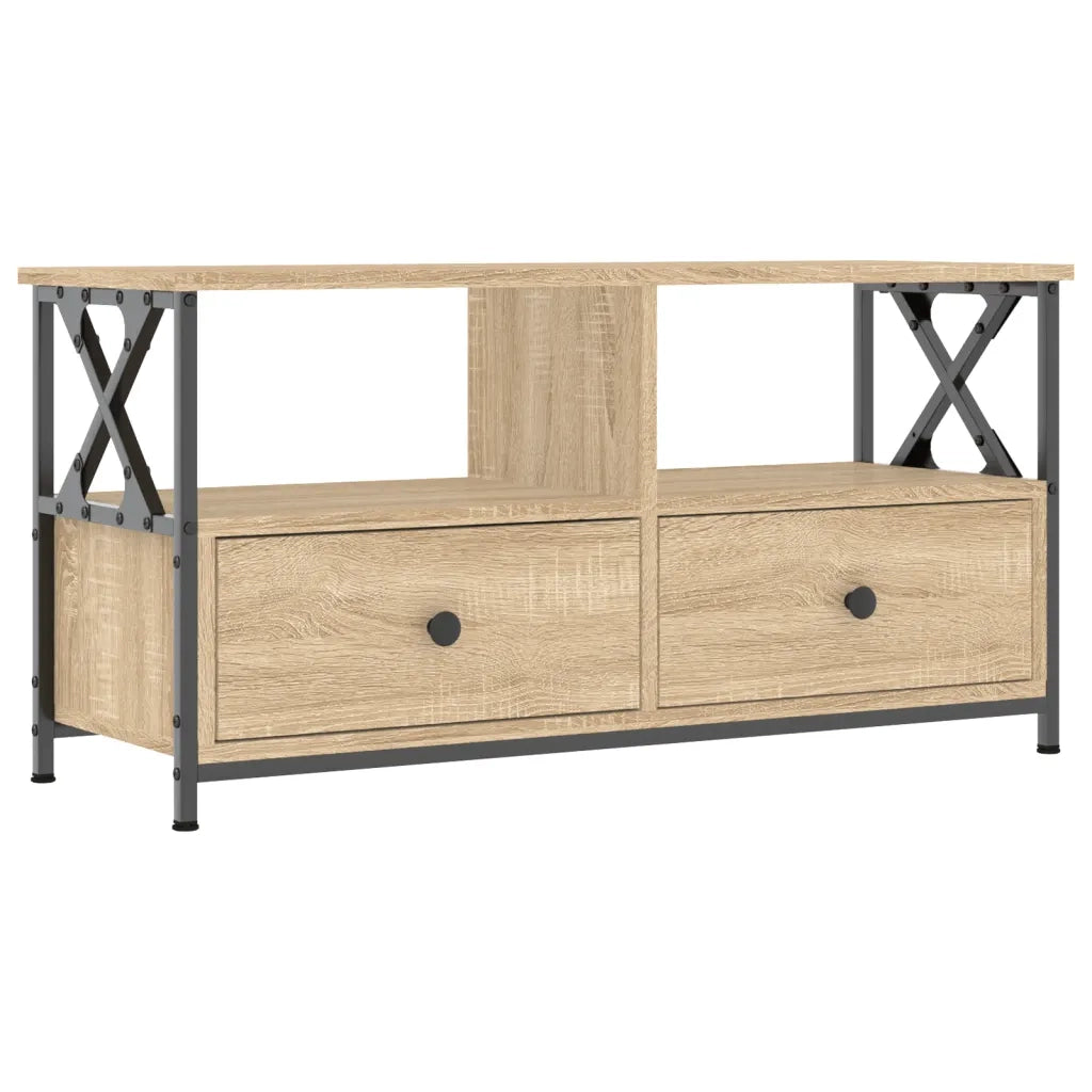 Mobile TV Rovere Sonoma 90x33x45 cm Legno Multistrato e Ferro 831794